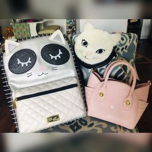 Betsy Johnson Luv Betsey kitty cat bag bundle